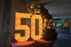Lichtcijfer 50 met ballonnen Lichtcijfer 50 met ballonnen